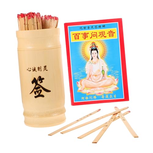 ibasenice 3 Sätze Avalokitesvara-Lotterie Reichtum-Erfolgsgeschenk buddhistische Glücksstäbe Feng Shui Geld Fortune-Sticks-Kit Vermögen klebt Eimer Chinesische Glücksstäbchen Holz von ibasenice