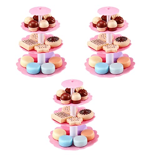 ibasenice 3 Sätze Dessert-Turm- für kinderspielzeug Simulation Educational Toys Set Kuchenturm Spielzeugbausatz geburtstagstorte Modell Abs von ibasenice