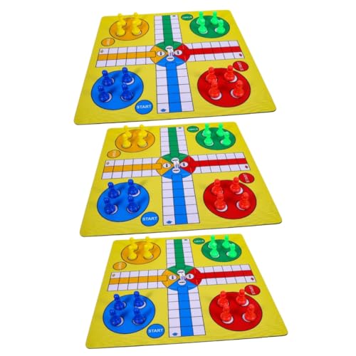 ibasenice 3 Sätze Ludo-Schachspiel Schach für Anfänger fliegendes Schachbrett Ludo-Brettspiel Fliegendes Schachspiel Ludo-Spielset Reiseschachspielzeug Logik Denken Spielzeug Gummi Yellow von ibasenice