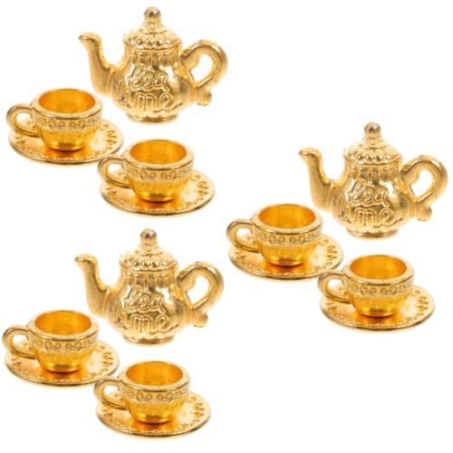 ibasenice 3 Sätze Mini- Aus Metall Mini-wasserbecher Rollenspiele Für Kinder Prinzessin Tea Time Spielzeug Gartenzubehör Mini-puppenhauszubehör Miniatur- Legierung Golden von ibasenice