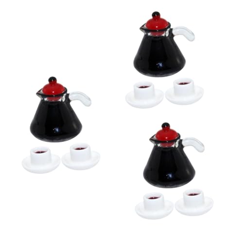 ibasenice 3 Sätze Mini-Kaffeekanne Puppenhaus Wasserkocher Puppenstubenkaffeemaschine puppenhaus deko Puppenhaus Zubehör Kaffeetassen Kaffeebecher Modell Kaffeekanne Puppenhaus Kaffeekanne von ibasenice