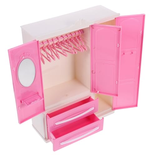 ibasenice 3 Sätze Mini-Kleider Schrank Miniatur Kleiderständer Mini-kleiderhalter Kommode Miniatur-Puppen-kleiderbügel Puppenkleiderbügel Puppenhaus-schlafzimmermöbel Plastik Rosa von ibasenice