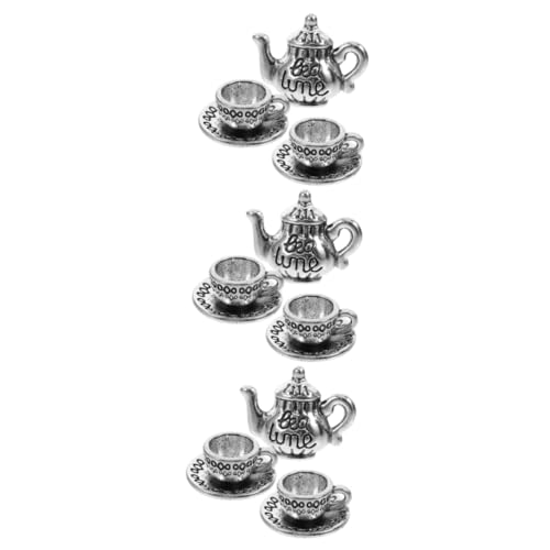 ibasenice 3 Sätze Mini- aus Metall Küchenzubehör für Puppenstuben Miniatur- Dekoration für Puppenhaus Vintage Teeservice küche spielset Mini-Kaffeetasse Legierung Silver von ibasenice