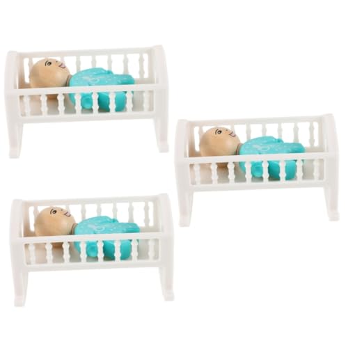 ibasenice 3 Sätze Puppenhausbett Mini Hausbett Mini-hausmöbel Zubehör Für Puppenhäuser Miniaturbettmodell Mini-Kinderbett Puppenstubenmöbel Puppenhaus-miniaturkrippe Puppenhaus Babybett Holz von ibasenice