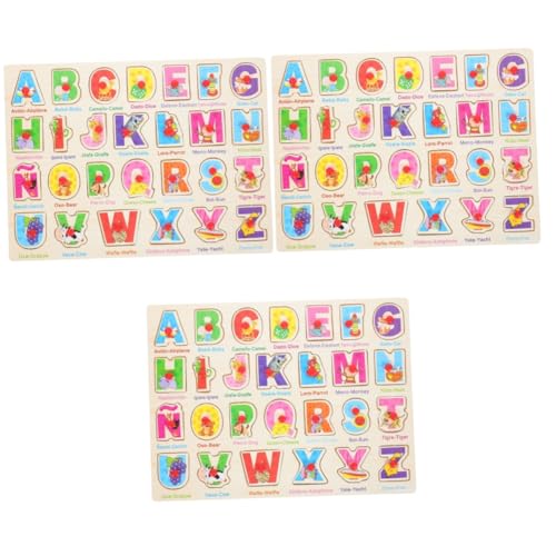 ibasenice 3 Sätze Spanisches Puzzle kinderpuzzle holzspielzeug Spanisch Alphabet Puzzle interaktives Spielzeug Rätsel Kleinkindspielzeug Holz-Puzzle-Spielzeug Spanisches Matching-Board von ibasenice