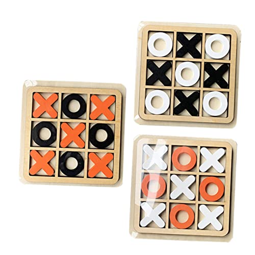 ibasenice 3 Sätze -Toe Puzzle-Tisch Zehe Brettspiel Coole Mathespiele Zehe Brettspieltisch Brettspiele Und Spielzeug Strategiebasiertes Brettspiel Deckspiele 3D-Schach Pappelsperrholz von ibasenice