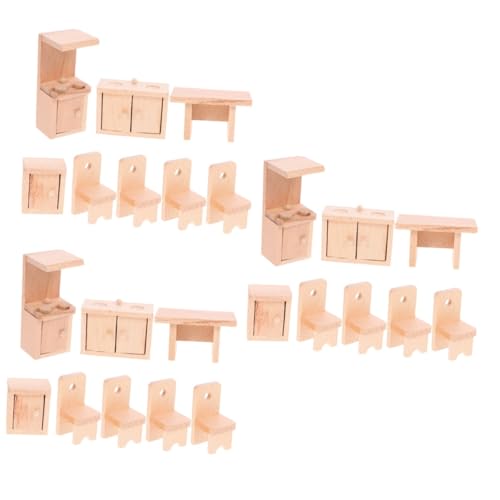 ibasenice 3 Sets Mikro Restaurant Modell Miniaturen Möbel Kinderspielzeug Puppenhaus Wassertisch Spielzeug Büro Schreibtisch Dekor Miniatur Set Miniatur Spielzeug Stuhlmodell von ibasenice