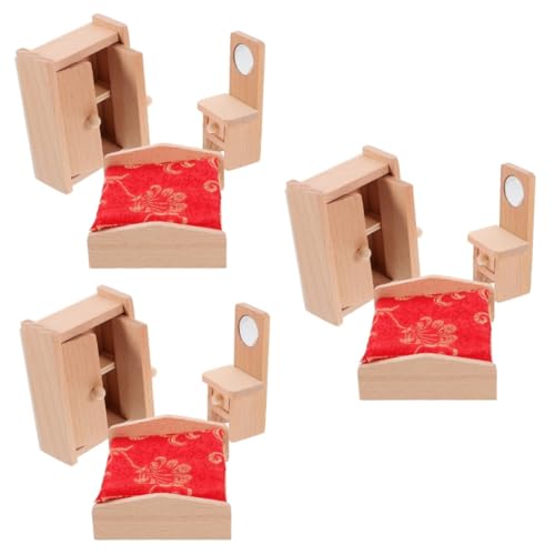 ibasenice 3 Sets Mini Möbel Heimdekoration Puppenhaus Puppenhaus Miniatur Möbel Set Miniatur Möbel Holz Puppenspielzeug Mini Zubehör Winzige Hausmöbel Aus Holz von ibasenice