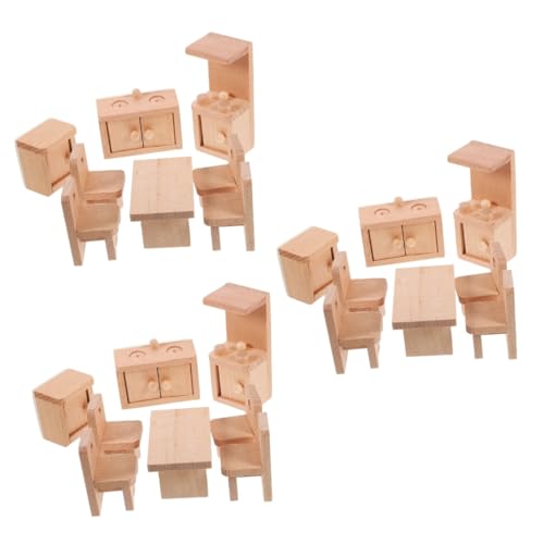 ibasenice 3 Sets Mini Möbel Heimdekoration Puppenhaus Puppenhaus Möbel Modell Puppenhaus Möbel Winzige Möbel Winzige Hausmöbel Miniatur Möbel Dekor Miniatur Dekor Aus Holz von ibasenice