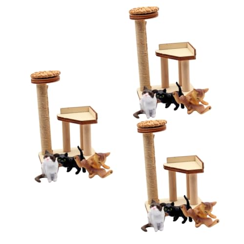 ibasenice 3 Sets Puppenhaus Katzen Klettergerüst Hausdekorationen Für Zuhause Holzspielzeug Heimdekoration Miniatur Katzenbaum Aus Holz Modell Mini Hausmöbel Aus Holz Mini Katzenbaum von ibasenice