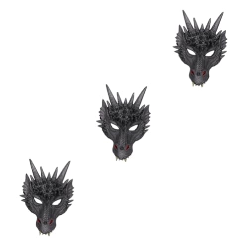 ibasenice 3 Stk Drachenmaske für Halloween Kostümzubehör Drachenmaske Kostümzubehör Tiermaske Halloween abgetrennte Finger halloween 3d Drachen halb Halloween-Maske Party-Drachenmaske Black von ibasenice