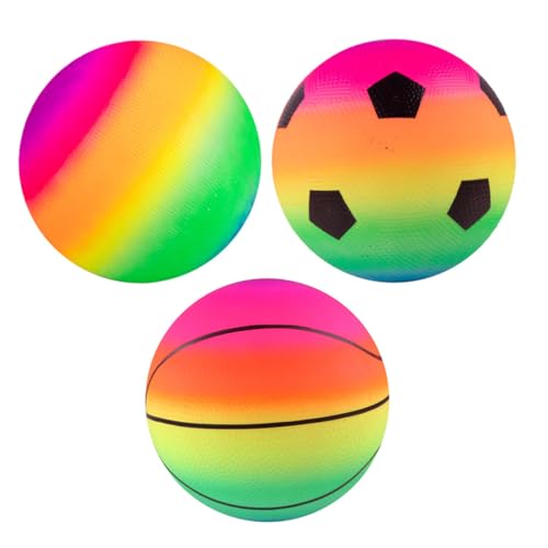 ibasenice 3 Stück Rainbow Pat Ball Basketball Fußball Kinderspielzeug Fußballspielzeug Basketball Hüpfbälle Für Gehirn Lernspielzeug Kindergarten Springbälle PVC von ibasenice