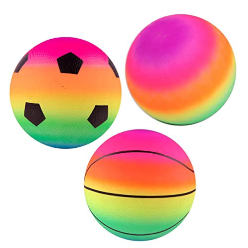 ibasenice 3 Stück Regenbogen-Pat-Ball Fussball Fußballspielzeug Sportspielzeug für Kinderspielzeugball Spielplatz- Lernspielzeug für das Gehirn Bälle PVC von ibasenice