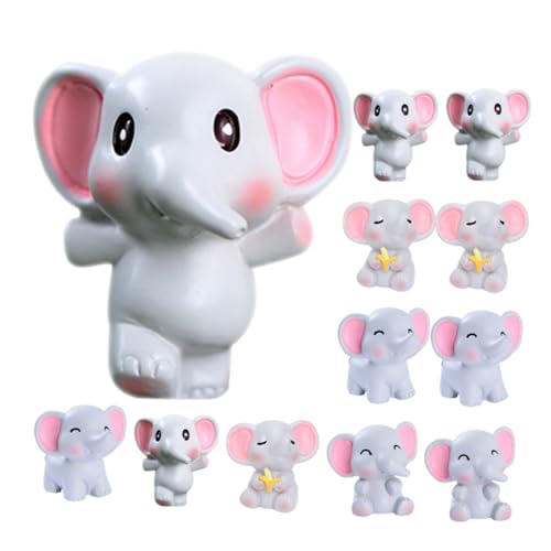 ibasenice 36st Miniaturelefant Miniatur-elefantenfiguren Minifiguren Für Kinder Heimischer Elefant Schöner Cartoon-Mini-Elefant Modell Garten Elefant Dekoration Harz Light Grey von ibasenice