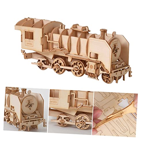 ibasenice 3D Holzpuzzle Dampflokomotive Bildungs Für Und Erwachsene Kreatives Holzmodell Bausatz Ideal Für Puzzlespaß Und Freizeitgestaltung von ibasenice