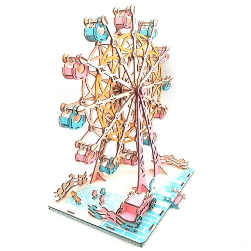 ibasenice 3D Holzpuzzle Riesenrad Bausatz Bunte Puzzlestücke Für Und Jugendliche Kreatives Zur Der Motorik Und Konzentration von ibasenice