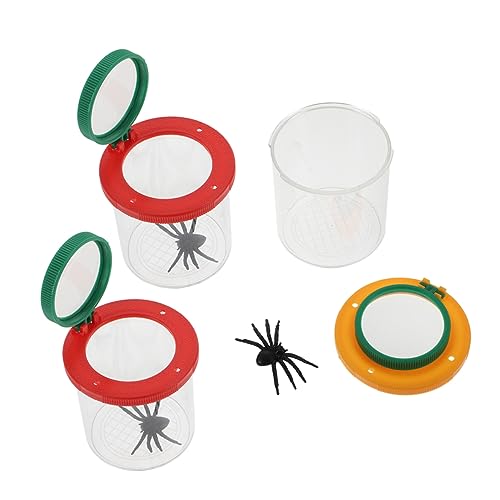 ibasenice 3Er-Box Lupenzylinder Outdoor Activity Insektenstudie hühner Magnifier Lebewesen Catcher-Kit Netz Zuschauer Kinderbetrachter Acrylglas von ibasenice