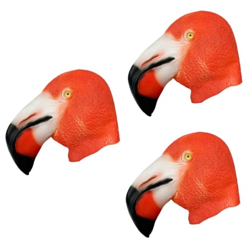 ibasenice 3St Flamingo- Halloween-Tiermaske Halloween- Halloween-Cosplay- Vollkopfmaske halloween halloweenmaske Tiermaske aus Halloween-Partymaske Emulsion von ibasenice