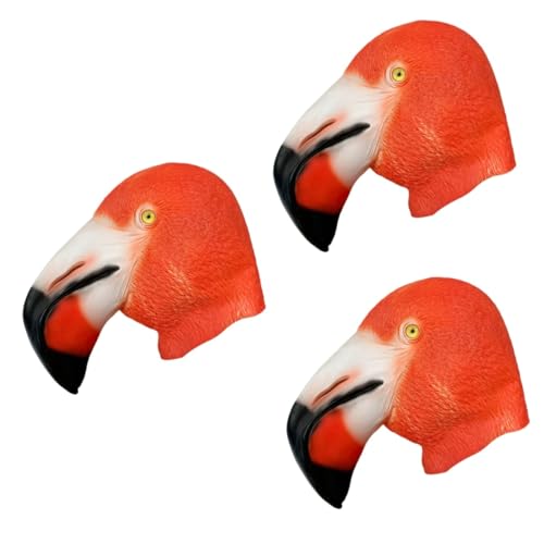 ibasenice 3St Flamingo- Halloweenkostüm Vollkopfmaskenparty Halloween-Partymaske Tier-Cosplay- halloween halloweenmaske Tiermaske aus Party-Kostümmaske Emulsion von ibasenice