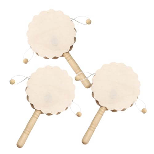 ibasenice 3St Handgefertigtes Kinderspielzeug Trommel Schlagzeug Bastelsets DIY-Spielzeug Handgemachte Spielzeuge Kinder malen Spielzeug Holz klappertrommel selber Machen Ahorn Beige von ibasenice