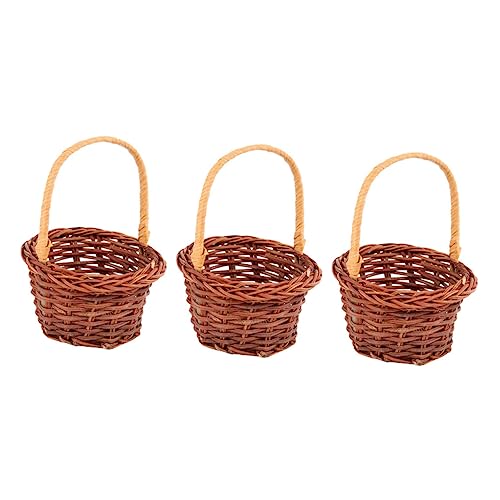 ibasenice 3St Handtasche ablagekörbe kühlkorb einkaufskorb verkleidung puppenkorb Dekoration Mini-Korbstütze geflochtene Aufbewahrungskörbe Mini-Körbe für Kinder Mini-Hauskorb Rattan Coffee von ibasenice