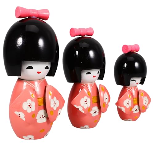 ibasenice 3St Kimono Puppen Puppe Anime Fälschung Bausatz Kerze mit DREI Dochten Puppen für Puppenhaus japanische traditionelle Puppe Japanische traditionelle Kimonopuppe hölzern Violett von ibasenice