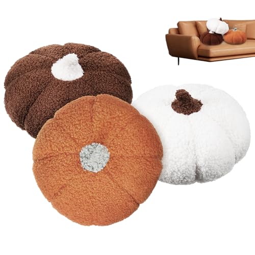 ibasenice 3St Kuschelkissen für Mädchen Pumpkin Pillow kürbiskissen orangefarbenes Wurfkissen dekorative Kissen für das Bett Plüsch einzigartige Kissen Essenskissen für PP Baumwolle von ibasenice