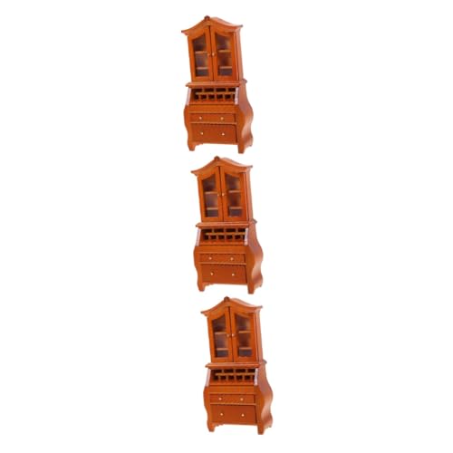 ibasenice 3St Mini-Vertikalschrank Bücherregale Möbel Miniatur-Schrankverzierung Winzige Vitrine für Puppenhaus Huanghua-Birne Modell Baby Holzschrank Mikroszene schmücken hölzern von ibasenice