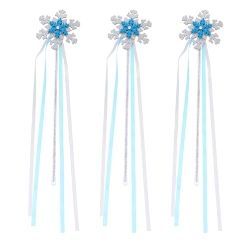 ibasenice 3St Schnee Zauberstab Fairy Wand Halloween kindergeburtstags Dekoration dritte rosa Ballettröckchen Puppe mitbringsel Kindergeburtstag Zauberstab Feenstock Stoff Blue von ibasenice