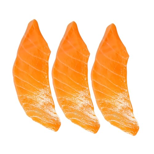 ibasenice 3St Simuliertes Sashimi lachfas rustikale kinderspielsachen partydeko Einschulung buerostuehle gefälschte Lachsscheiben Lebensmittelmodelle für Lachsfilet Lachs-Modell PVC Orange von ibasenice