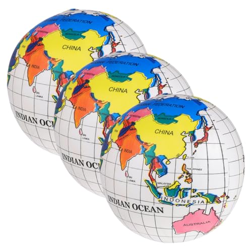 ibasenice 3St aufblasbarer Kugel der Weltkarte Klasse Spielzeug Wasserball aufblasbare Weltkugel World map Earthbound Kugelbälle für Kinder Kugelförmiges Spielzeug PVC von ibasenice