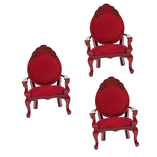 ibasenice Mini-Möbel 3St stühle Möbel Mini-Hausstuhl Mini-Stuhl Bambus rot Mini-Hausmöbel von ibasenice
