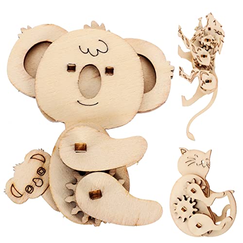 ibasenice 3pcs Rätsel Tiermodell Spielzeug Kinder DIY Assembly Model Kleinkind Puzzle Spielzeug 3D Holzrätsel Spielzeug von ibasenice