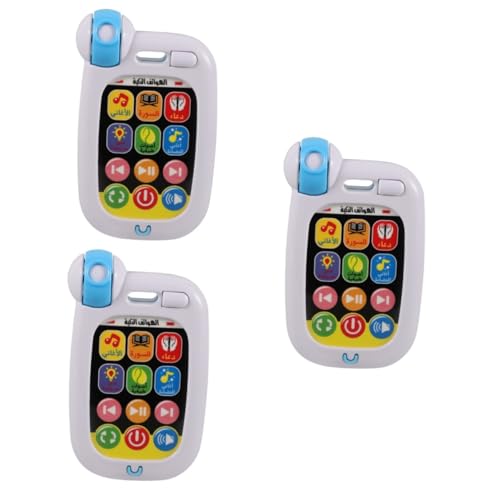 ibasenice 3st Arabisch-lernmaschine Handy Spielzeug-telefone Smartphone Für Kleinkinder Babyphone Aufleuchten Lassen Blödes Telefon Für Kinder Led-kindertelefon Kinderspielzeug Weiß Abs von ibasenice