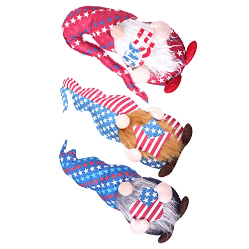 ibasenice Vierter Von Juli GNOME Ornamente 3 Stücke Patriotischen GNOME Puppe Decor Amerikanischen Unabhängigkeit Decor von ibasenice