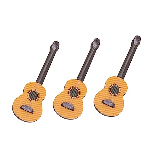 ibasenice 3st Gitarren-Requisiten Gitarrenspielzeug Mikrolandschaftsornament Mini-gitarrenstatue Miniatur-Musikinstrument Ukulele-Miniatur Miniaturinstrument Musical Kiefernholz Khaki von ibasenice