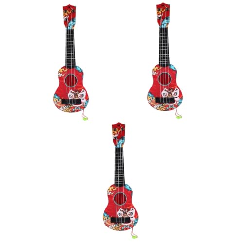 ibasenice 3st Gitarrenspielzeug Für Kinder Ukulele-Spielzeug Für Die Frühe Bildung Kindermusikinstrument Ukulele Gitarre Für Kinder Simulationsgitarrenspielzeug Kinder Gitarre Rot Abs von ibasenice