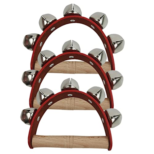 ibasenice 3st Handglocke Aus Leder Mit Fünf Glocken Für Babys Kabellose Türklingel Kinderspielzeug Kindertrommel Bauch Glockenspiel Sensorisches Xylophon Holz von ibasenice