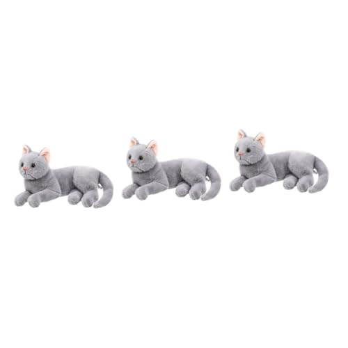 ibasenice 3st Katzenspielzeug Große Kuscheltiere Kätzchenspielzeug Stofftier Katze Stofftier Weiße Katze Stofftiere Gefüllte Katzenpuppe Weiche Stofftierpuppe Mini-stofftier Plüsch Grey von ibasenice