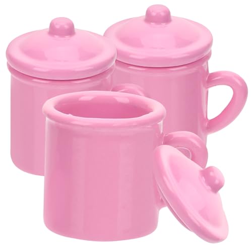 ibasenice 3st Mini-Retro-mundbecher Teetasse Minibecher Für Puppe Vintage Trinkgläser Puppenzubehör Vintage Wassergläser Zubehör Für Minipuppen Mini- Lebensmittelspielzeug Rosa Legierung von ibasenice