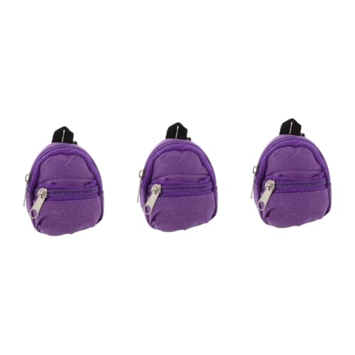 ibasenice 3st Puppenrucksack Zubehör Für Die Puppenhausschule Miniaturen-Rucksack Decora- Mini-Schultasche Mini-rucksäcke Mini-Rucksack-schlüsselanhänger Puppenreisetasche Violett Stoff von ibasenice