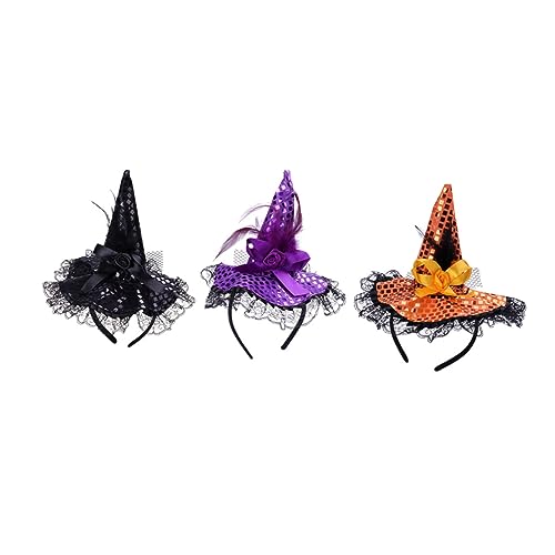 ibasenice 3st Stirnband Haarband Für Kinder Halloween-haarspange Halloween-hüte Für Frauen Halloween-kopfhörer Halloween-stirnbänder Halloween-kopfschmuck Hexenhut Stirnbänder Feder von ibasenice