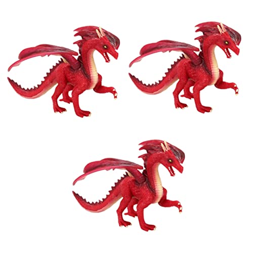 ibasenice 3st Tierornament Dinosauriermodell Dinosaurier-Ornament Für Dinosaurier-Dekoration Lernspielzeug Lehrspielzeug Dinosaurier-Modell Rot von ibasenice