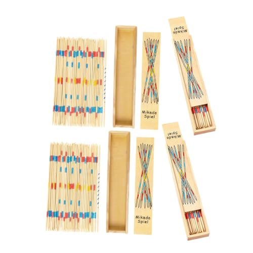 ibasenice 4 Kisten Holzpickel Pick up Sticks Pick-up-Sticks-Spiel Spielzeug Pickup-Sticks Holz-Pickup-Stick Stöckespiel klassisch Stock Kasten Denkspiel Kind Pick-Stick von ibasenice