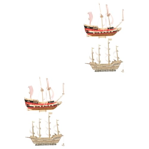 ibasenice 4 Sätze 3D-Segelpuzzle Kinder holzpuzzle Segelschiff modellbausatz Holz-Segelboot-Statue Puzzles für Kinder Geschenke für Männer Modelle Holzboot 3D-Holzpuzzle für Erwachsene Suite von ibasenice