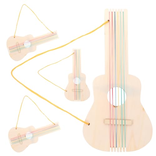 ibasenice 4 Sätze DIY-Gitarre Bauen Spielzeuggitarre unvollendete, unlackierte Gitarre kinderinstrumente Kinder musikinstrumente unbemalte Blanko-Gitarre DIY Leere Holzgitarre Holz Gitarre von ibasenice