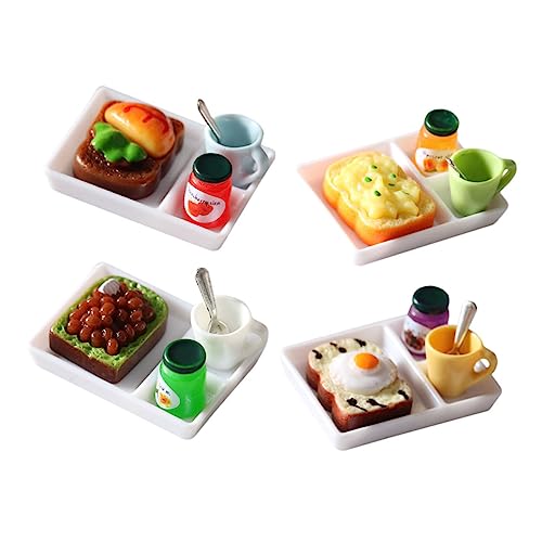 ibasenice 4 Sätze Essen Und in Miniatur Miniaturbrot Mini-frühstücksstütze Mini-hausteller Mini-Essen Mini Hausbrot Mini Hausmannskost Puppenhauszubehör Toast-Modell Mini-Toast Harz von ibasenice