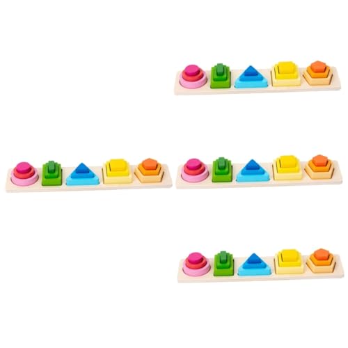 ibasenice 4 Sätze Geometrie-Puzzle Puzzlematte Kinder Spielzeug Bauklötze Bausteine Spielsachen Magnetspielzeug Magnet Spielzeug Spielzeuge Jigköpfe Puzzlekarte Kinderspielzeug Holz Colorful von ibasenice