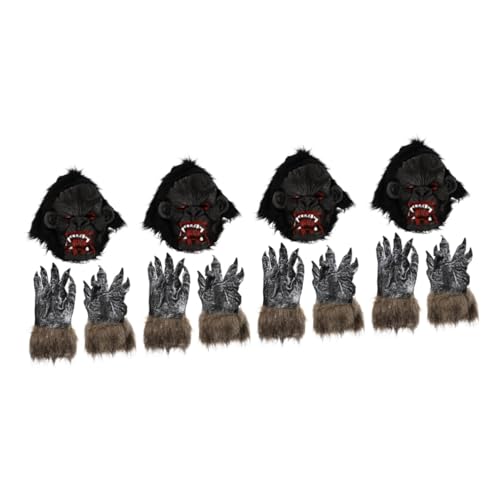 ibasenice 4 Sätze Gorilla-kopfbedeckung Gorilla-cosplay-kostüme Halloween-cosplay-gesichtsabdeckung Halloween-geisterhandschuhe Halloween-masken Handschuhe Für Kinder Black Emulsion von ibasenice