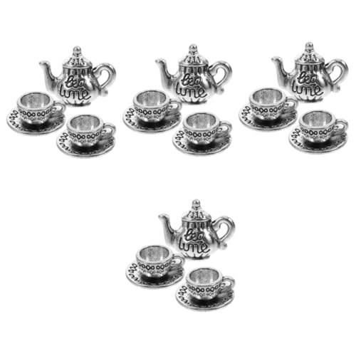 ibasenice 4 Sätze Mini- Aus Metall Mini-teetasse Miniatur- Und Tassen Mini-wasserbecher Mini-puppenhauszubehör Küchenzubehör Pädagogisches Küchenspielzeug Silver Legierung von ibasenice